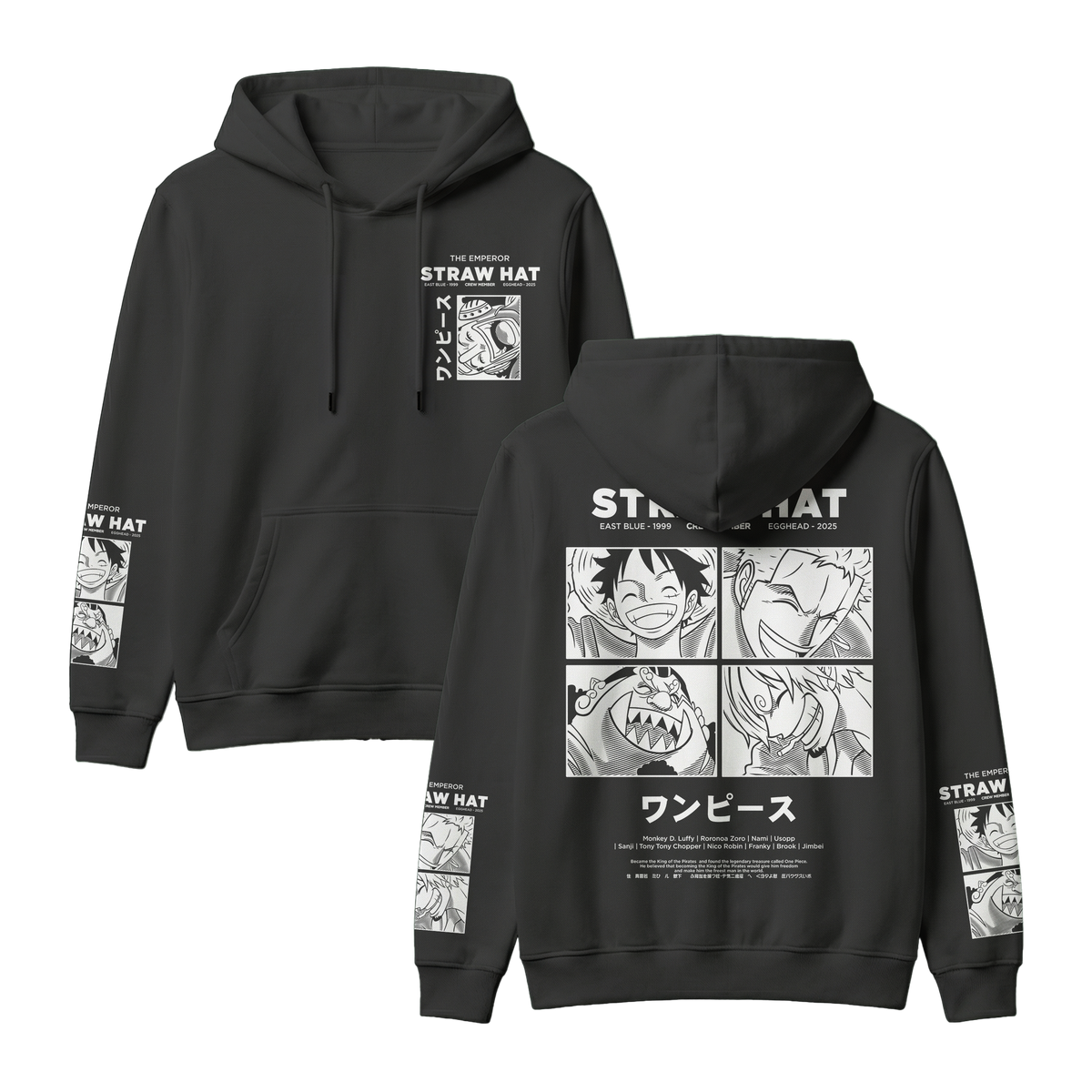 Anime One Piece Emperor Straw Hat Crew Pullover Hoodie - RZM014