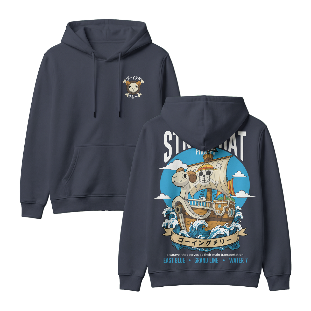 Anime One Piece Straw Hat Pirates Thousand Sunny Journey Pullover Hoodie - RZM017