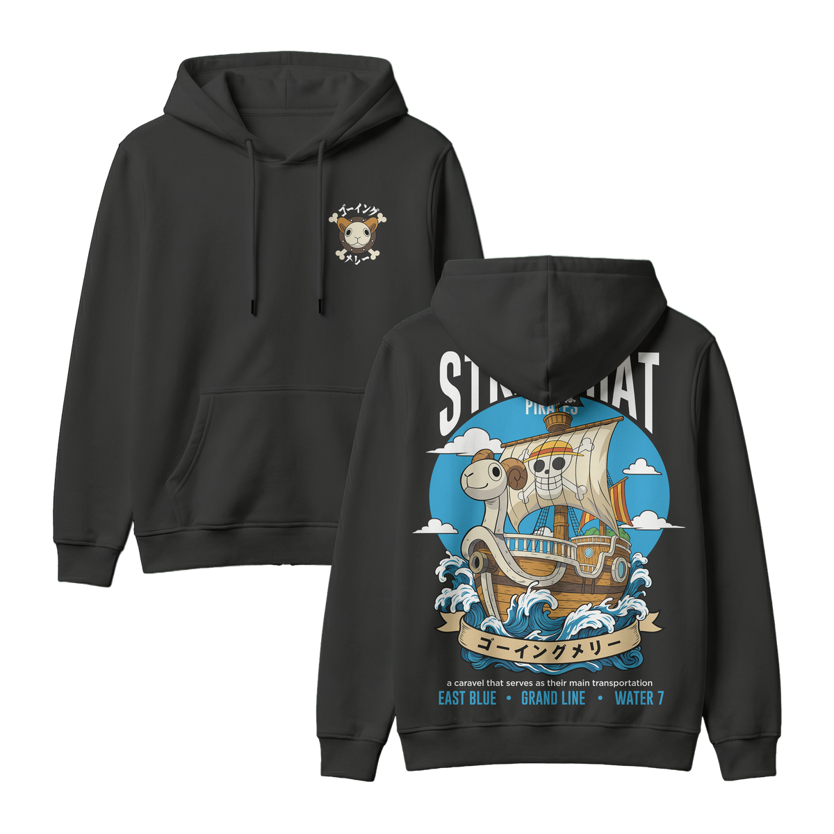 Anime One Piece Straw Hat Pirates Thousand Sunny Journey Pullover Hoodie - RZM017