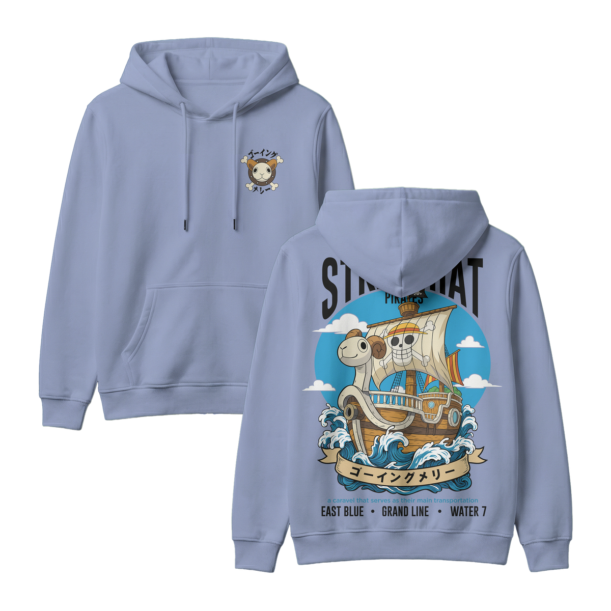 Anime One Piece Straw Hat Pirates Thousand Sunny Journey Pullover Hoodie - RZM017
