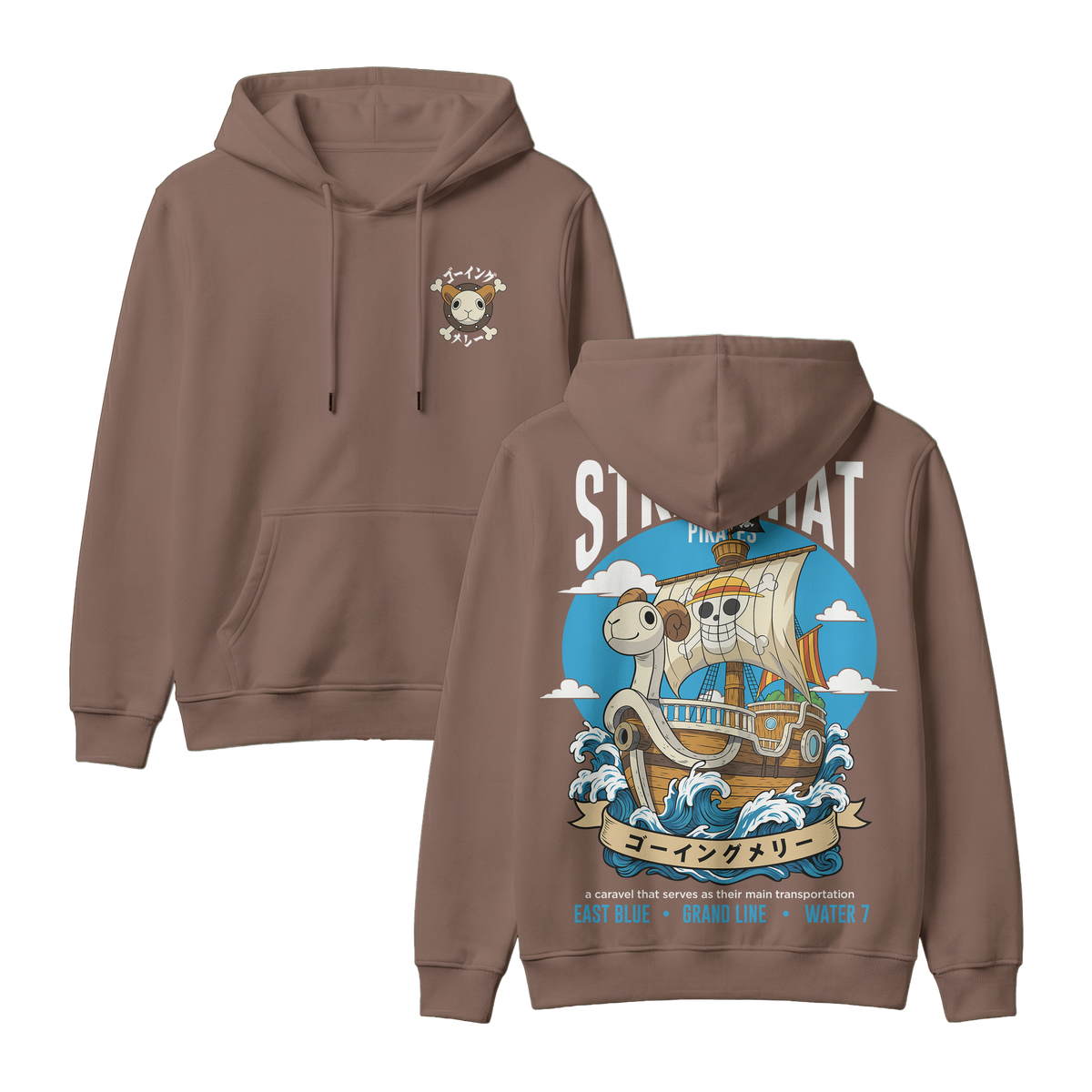 Anime One Piece Straw Hat Pirates Thousand Sunny Journey Pullover Hoodie - RZM017