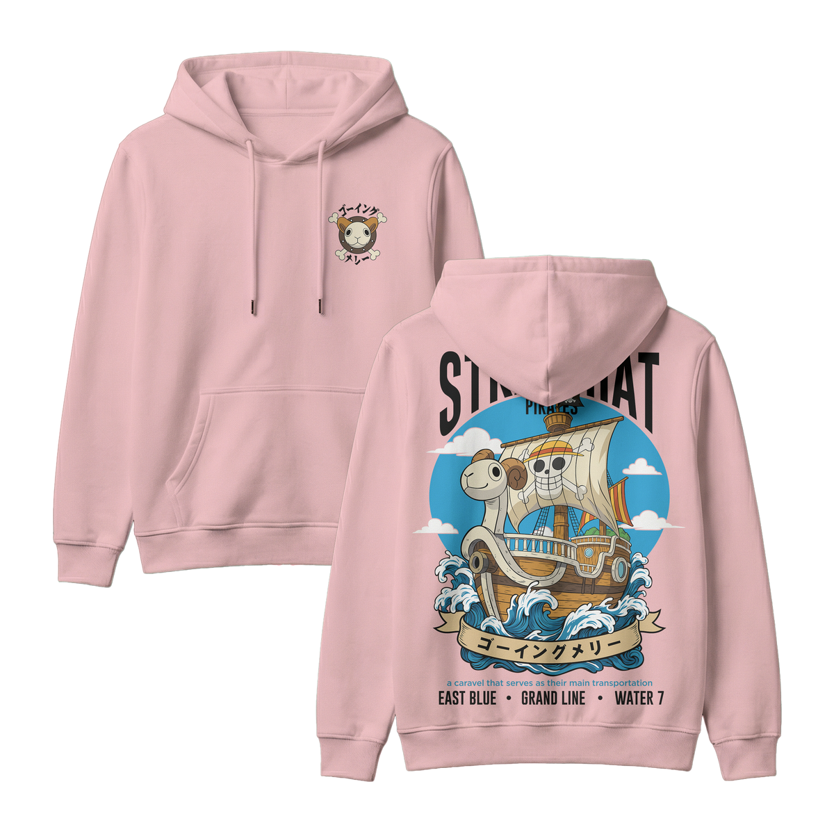 Anime One Piece Straw Hat Pirates Thousand Sunny Journey Pullover Hoodie - RZM017