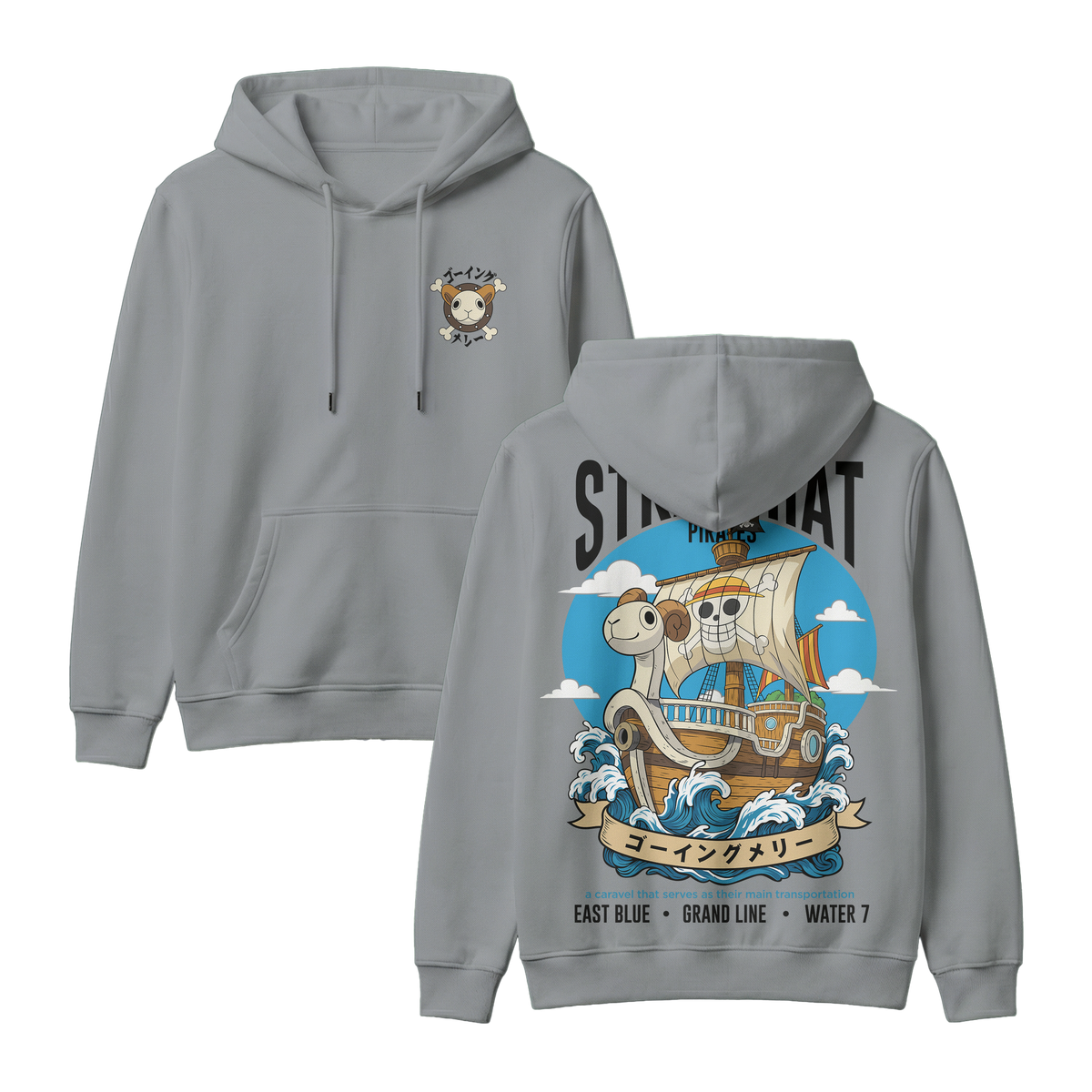 Anime One Piece Straw Hat Pirates Thousand Sunny Journey Pullover Hoodie - RZM017
