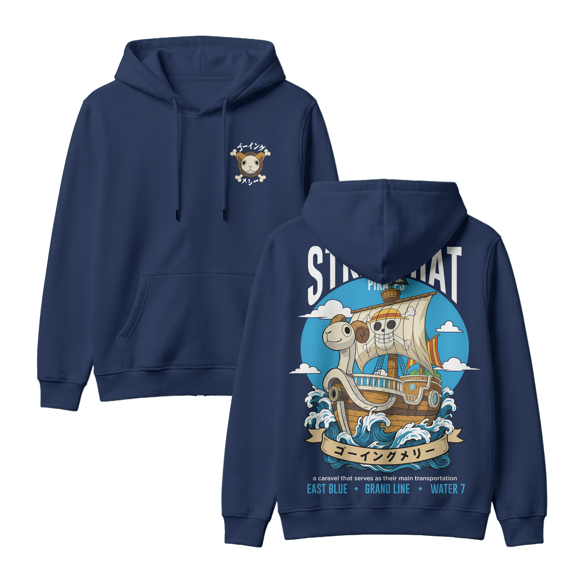Anime One Piece Straw Hat Pirates Thousand Sunny Journey Pullover Hoodie - RZM017