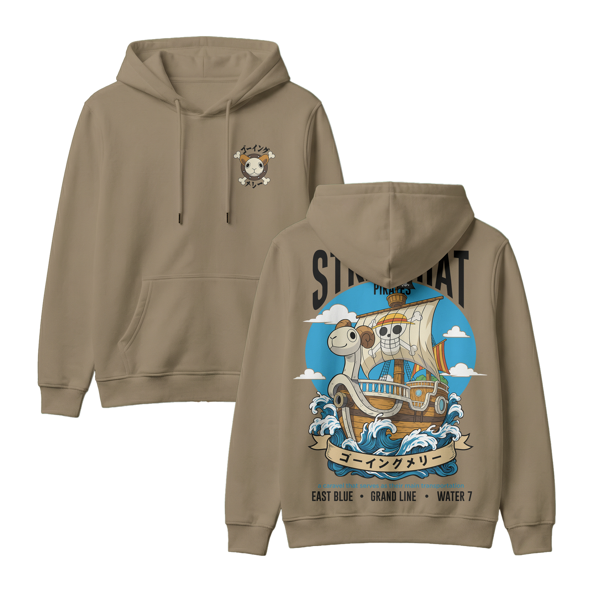 Anime One Piece Straw Hat Pirates Thousand Sunny Journey Pullover Hoodie - RZM017