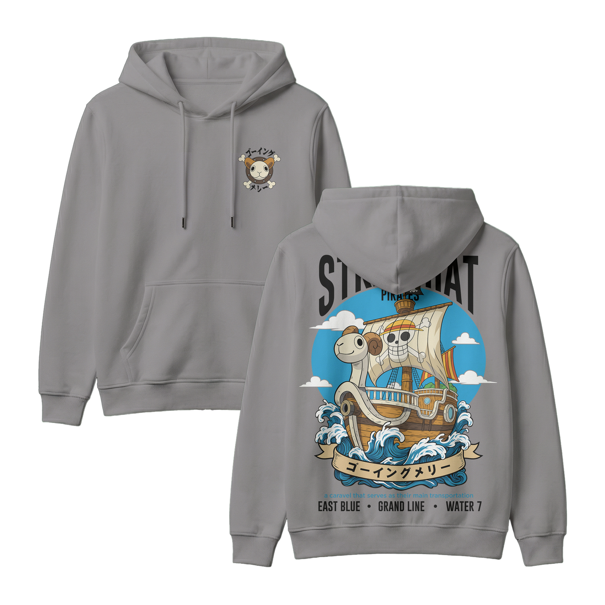 Anime One Piece Straw Hat Pirates Thousand Sunny Journey Pullover Hoodie - RZM017
