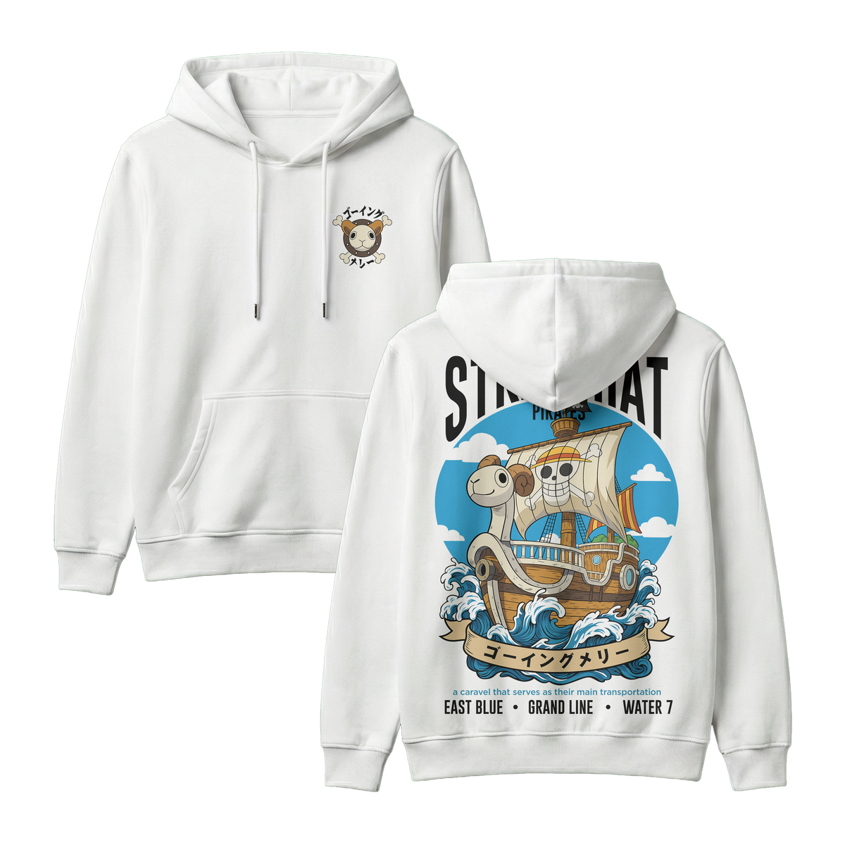 Anime One Piece Straw Hat Pirates Thousand Sunny Journey Pullover Hoodie - RZM017