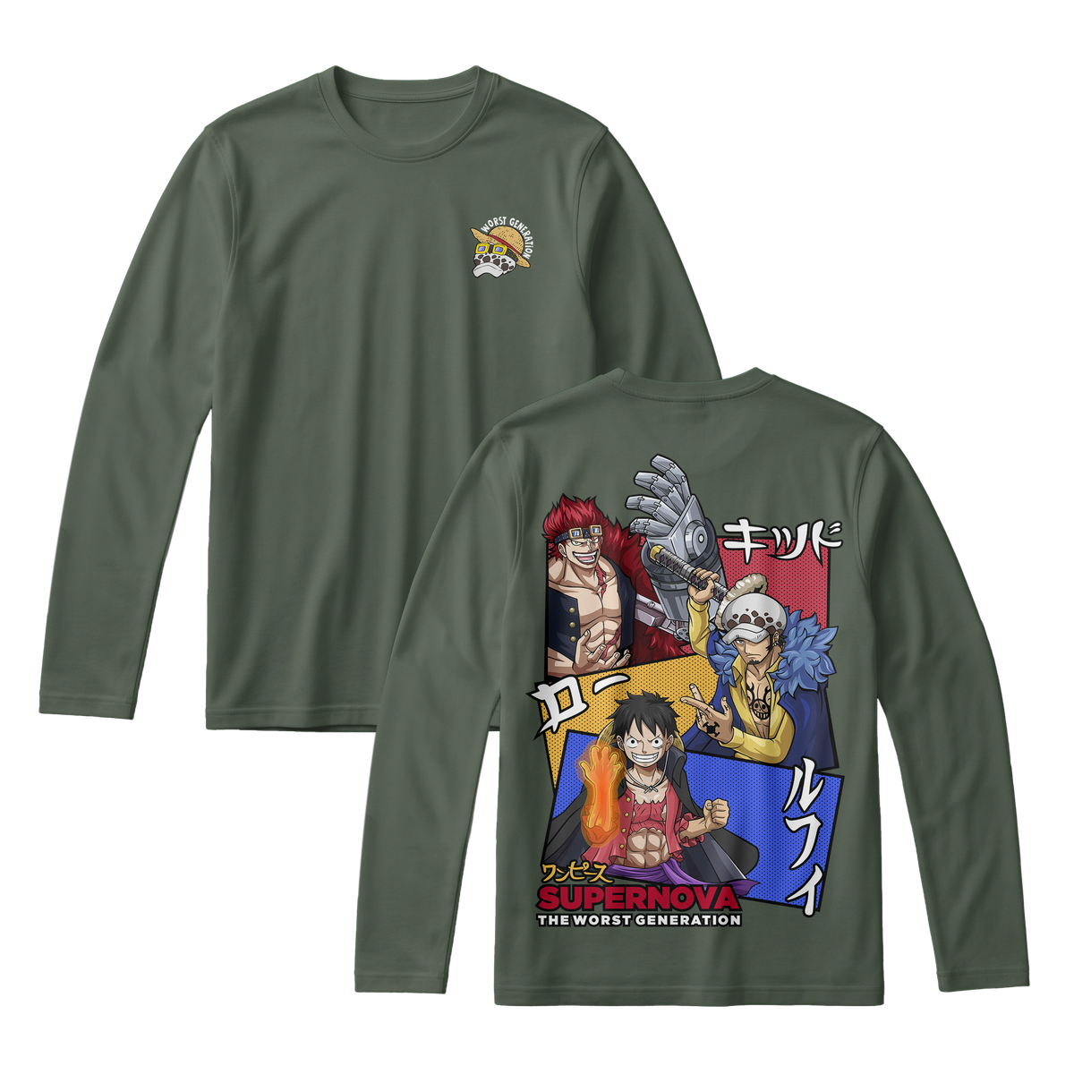 Anime One Piece Supernova The Worst Generation Long Sleeve Tee - RZM007