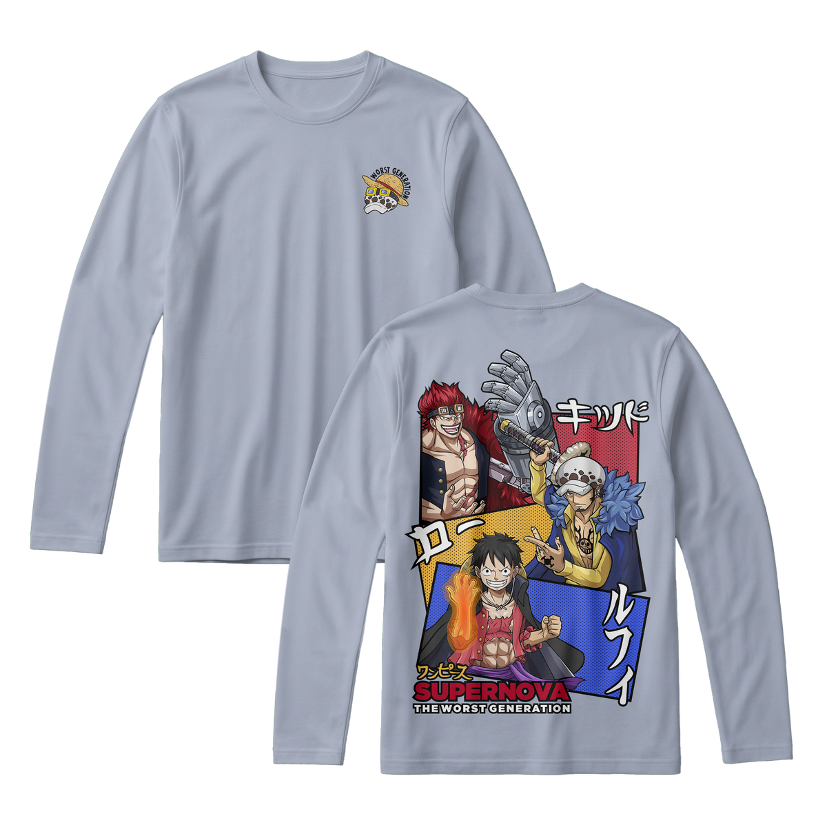 Anime One Piece Supernova The Worst Generation Long Sleeve Tee - RZM007