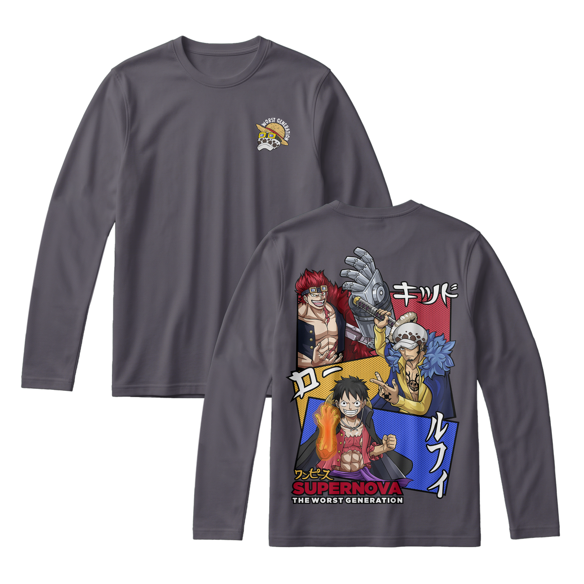 Anime One Piece Supernova The Worst Generation Long Sleeve Tee - RZM007