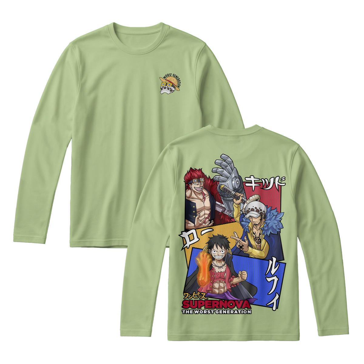 Anime One Piece Supernova The Worst Generation Long Sleeve Tee - RZM007