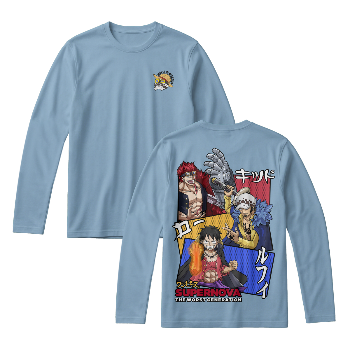 Anime One Piece Supernova The Worst Generation Long Sleeve Tee - RZM007