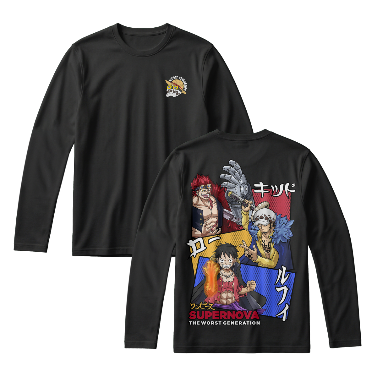 Anime One Piece Supernova The Worst Generation Long Sleeve Tee - RZM007
