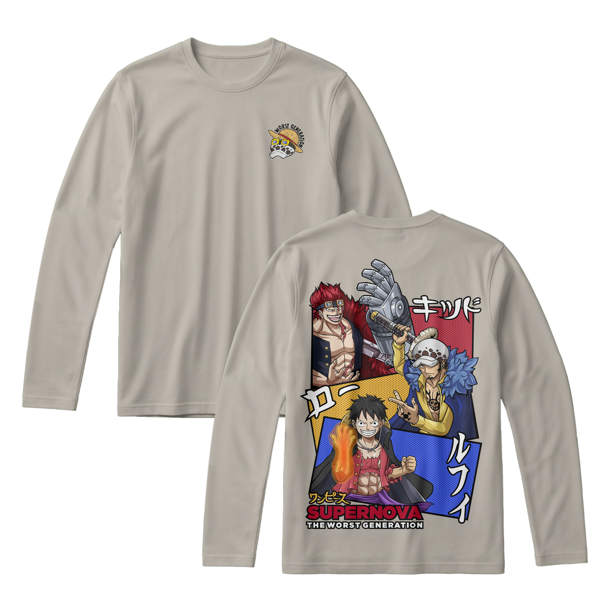 Anime One Piece Supernova The Worst Generation Long Sleeve Tee - RZM007