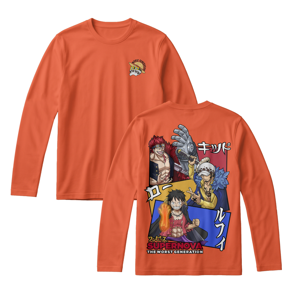 Anime One Piece Supernova The Worst Generation Long Sleeve Tee - RZM007