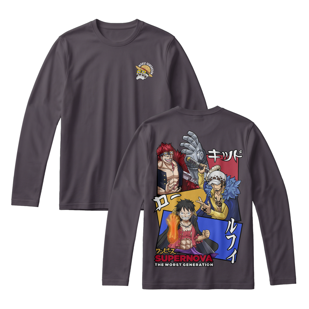 Anime One Piece Supernova The Worst Generation Long Sleeve Tee - RZM007