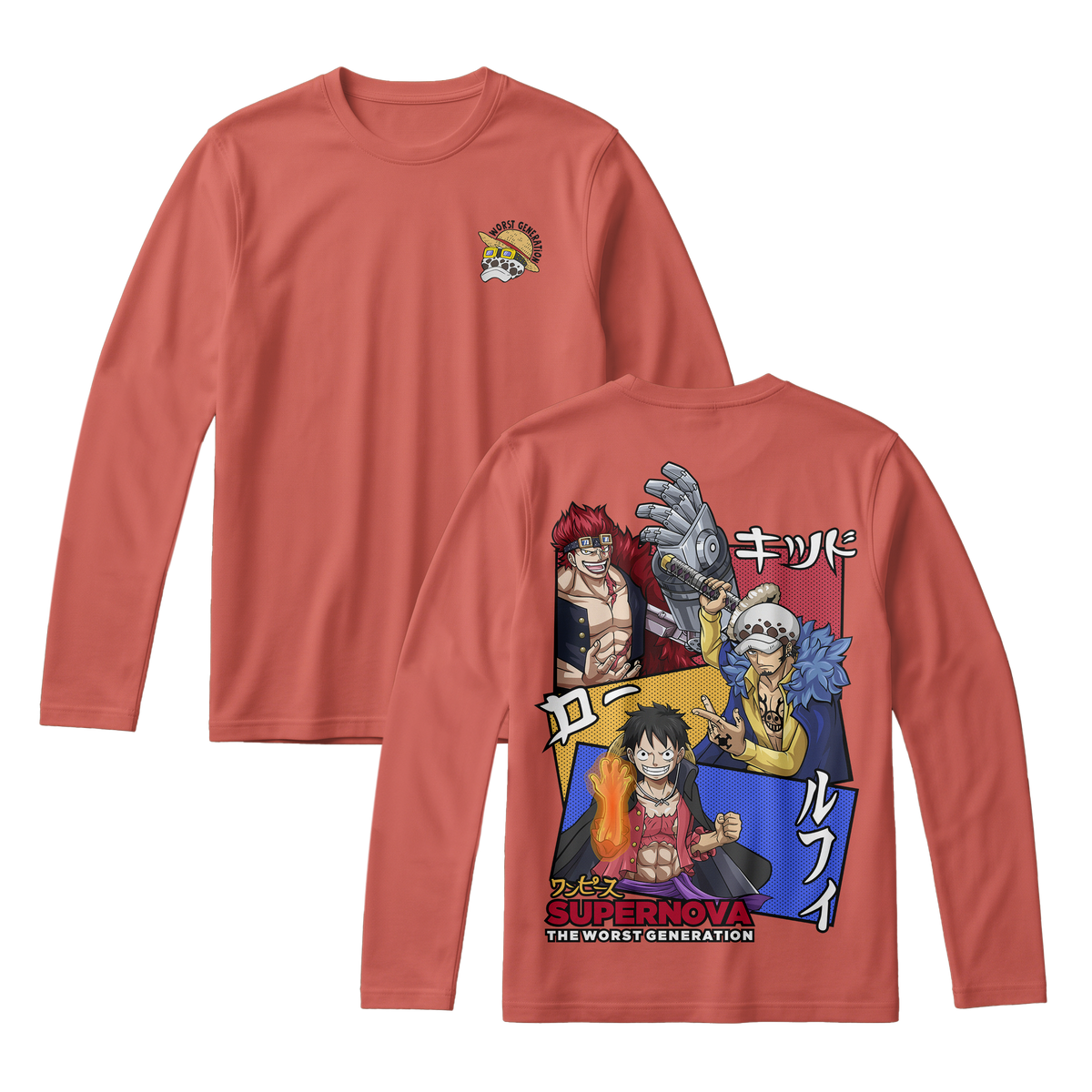 Anime One Piece Supernova The Worst Generation Long Sleeve Tee - RZM007