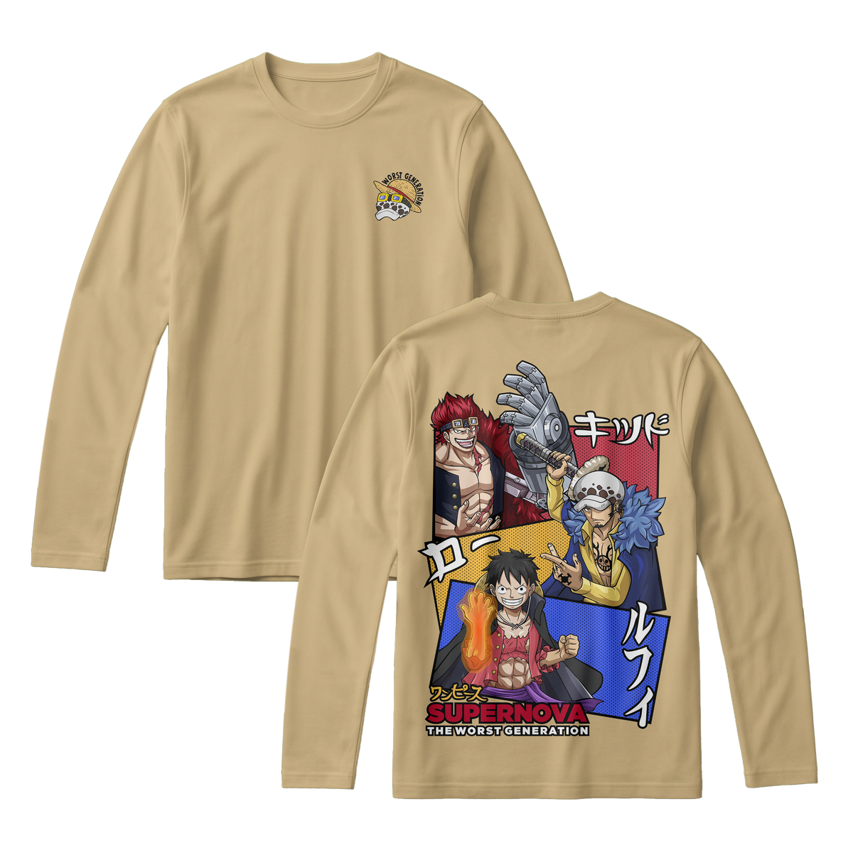 Anime One Piece Supernova The Worst Generation Long Sleeve Tee - RZM007