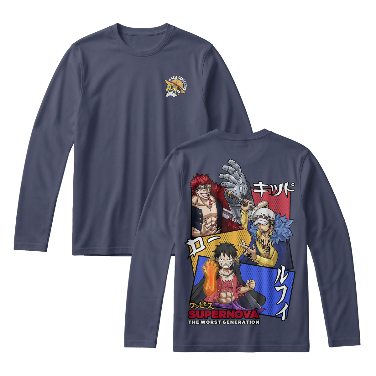 Anime One Piece Supernova The Worst Generation Long Sleeve Tee - RZM007