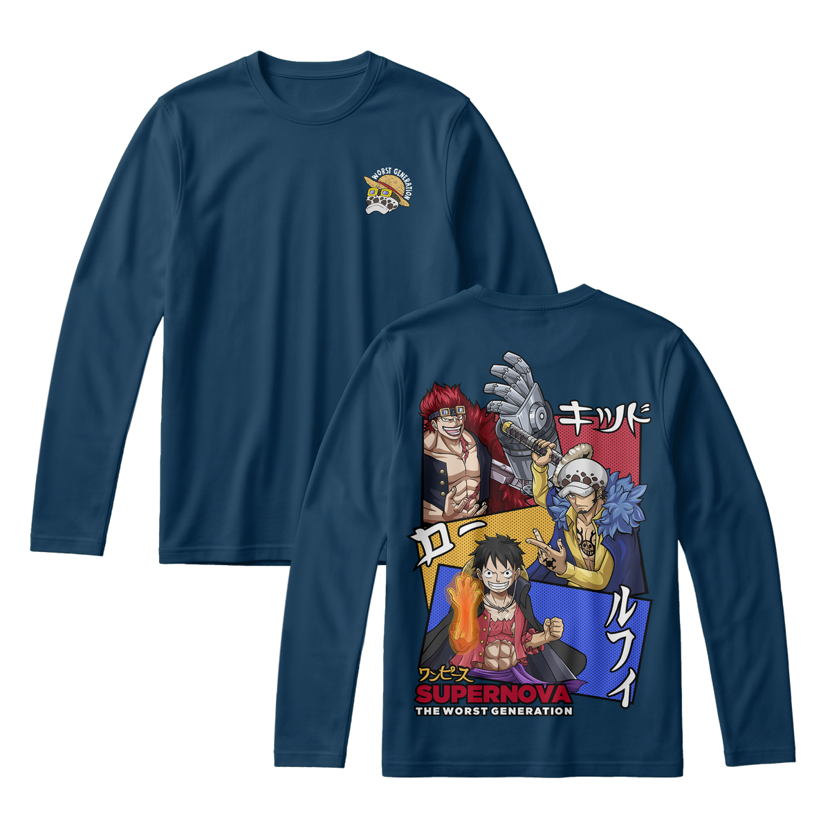 Anime One Piece Supernova The Worst Generation Long Sleeve Tee - RZM007
