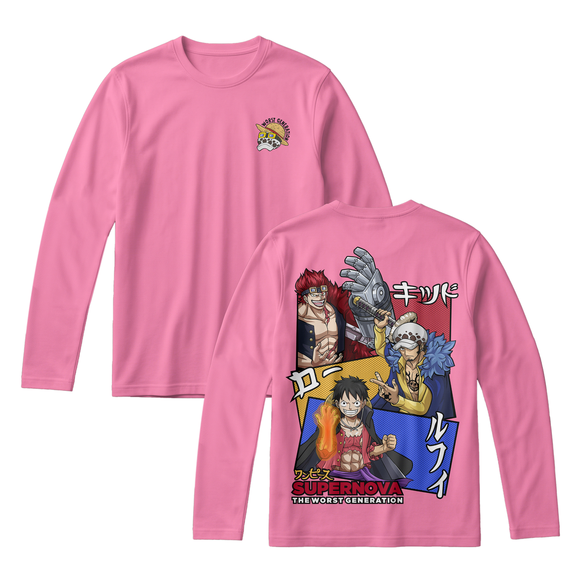 Anime One Piece Supernova The Worst Generation Long Sleeve Tee - RZM007