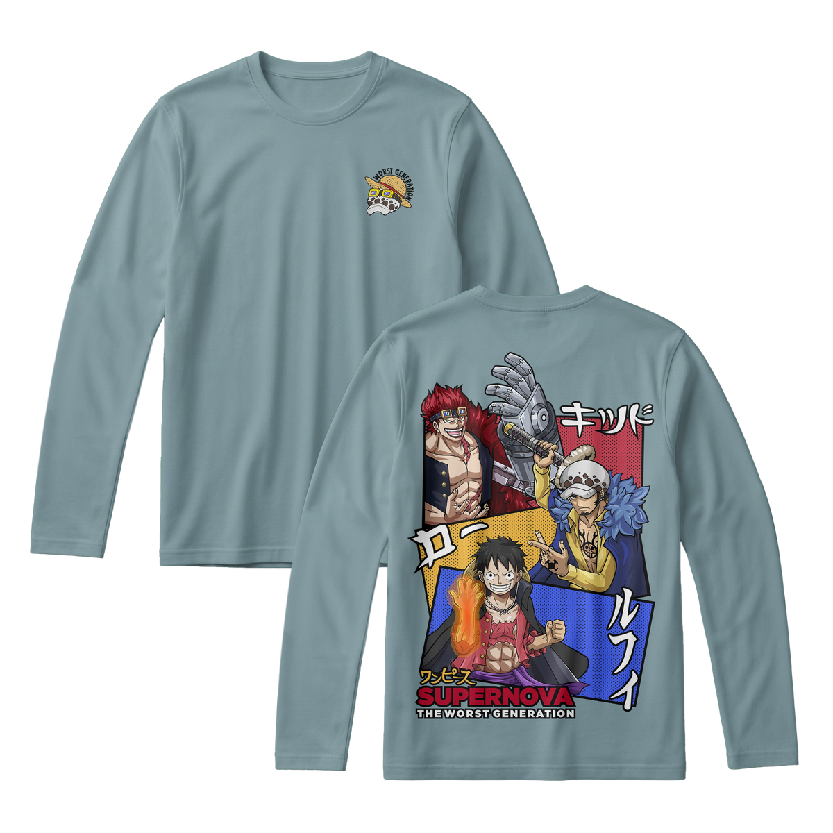 Anime One Piece Supernova The Worst Generation Long Sleeve Tee - RZM007