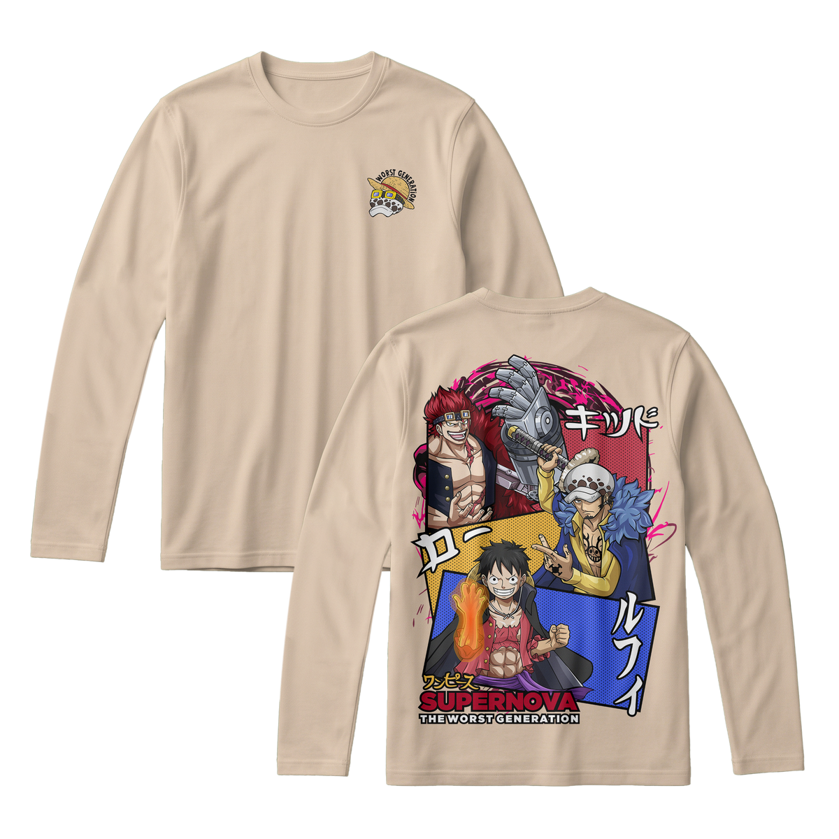 Anime One Piece Supernova The Worst Generation Long Sleeve Tee - RZM007