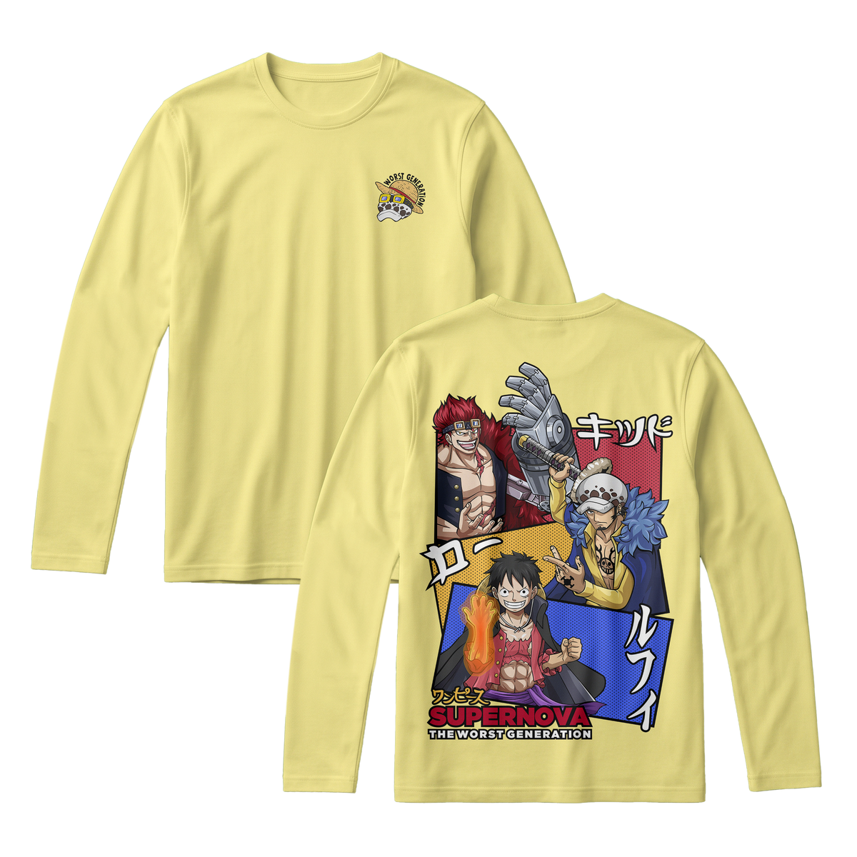 Anime One Piece Supernova The Worst Generation Long Sleeve Tee - RZM007
