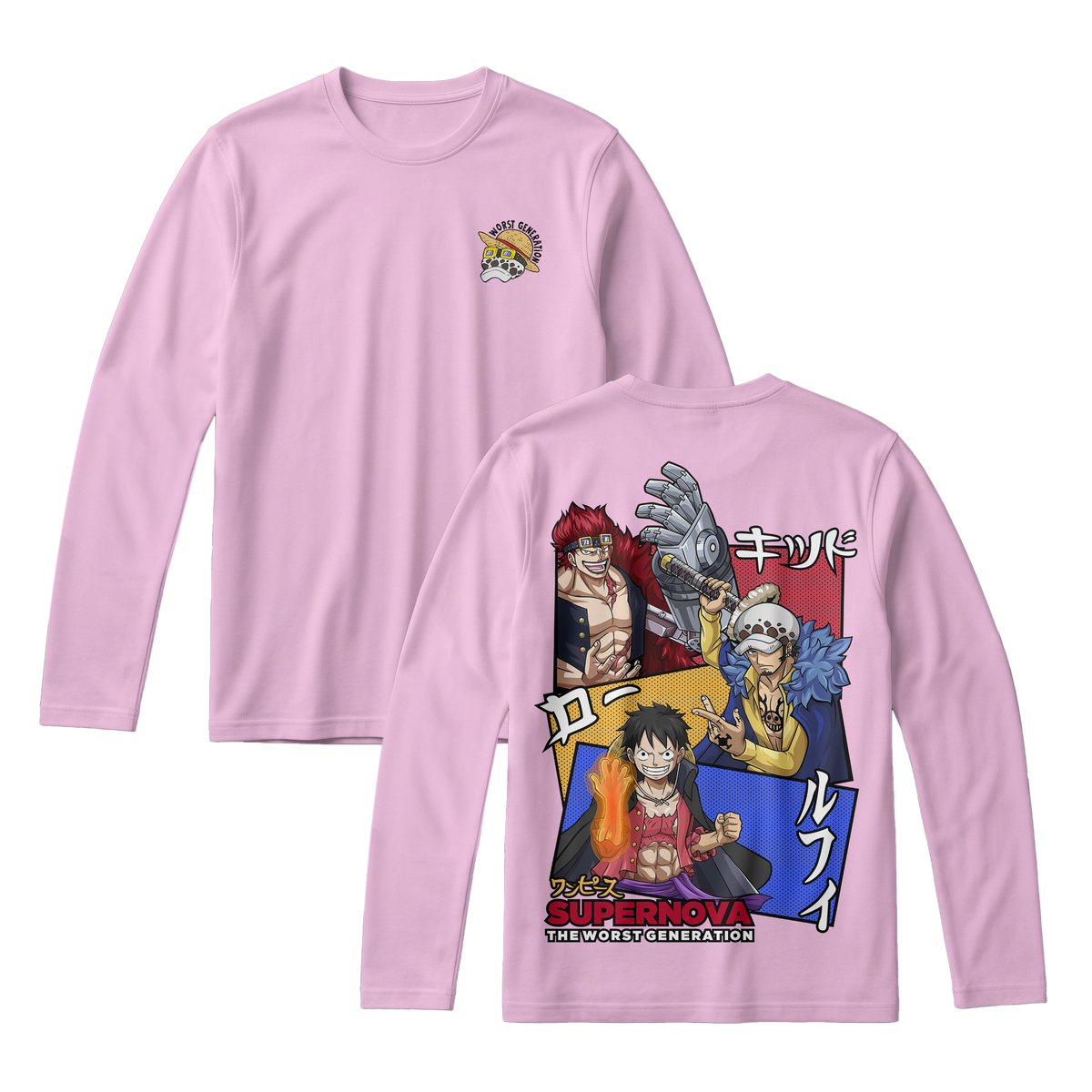 Anime One Piece Supernova The Worst Generation Long Sleeve Tee - RZM007