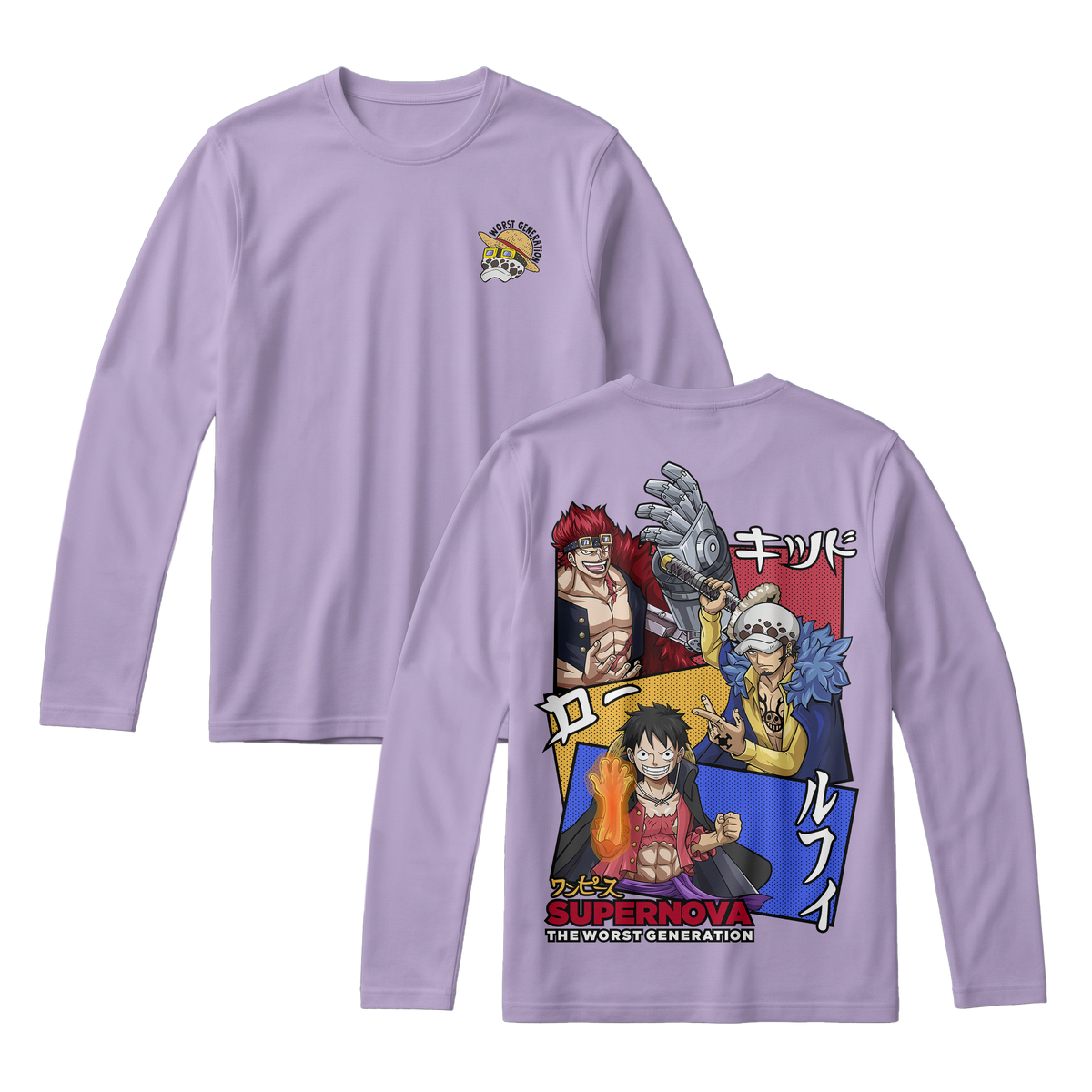 Anime One Piece Supernova The Worst Generation Long Sleeve Tee - RZM007