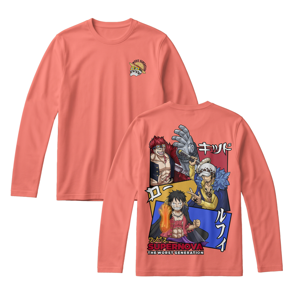 Anime One Piece Supernova The Worst Generation Long Sleeve Tee - RZM007