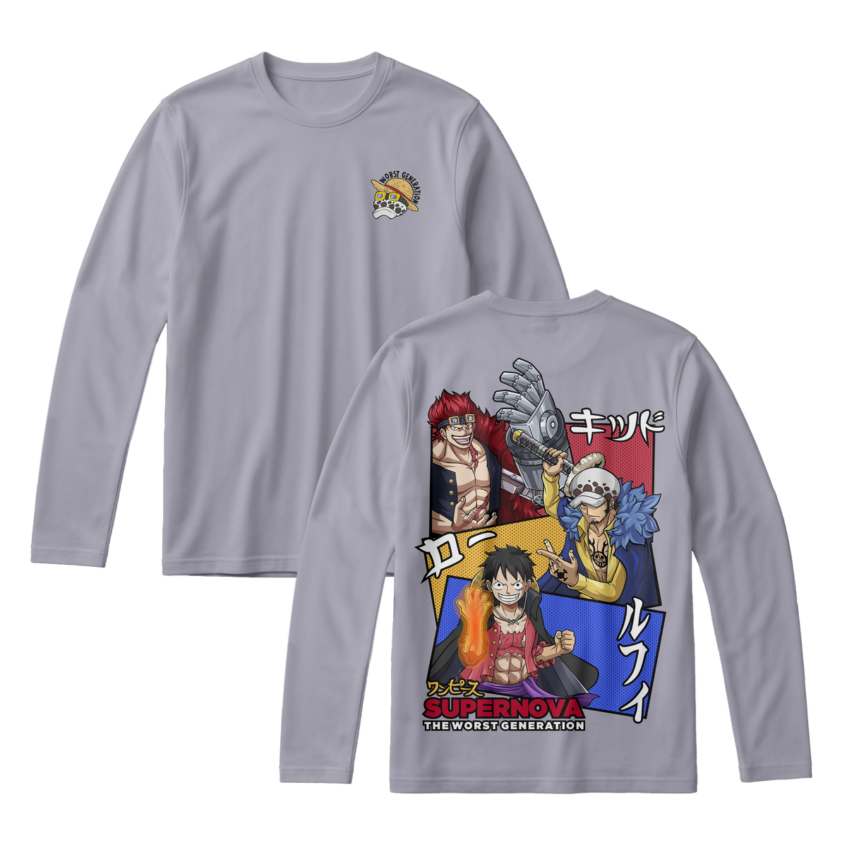Anime One Piece Supernova The Worst Generation Long Sleeve Tee - RZM007