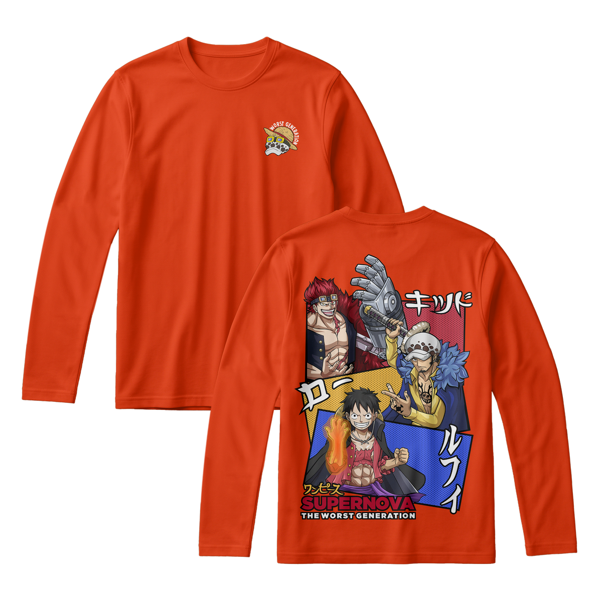 Anime One Piece Supernova The Worst Generation Long Sleeve Tee - RZM007