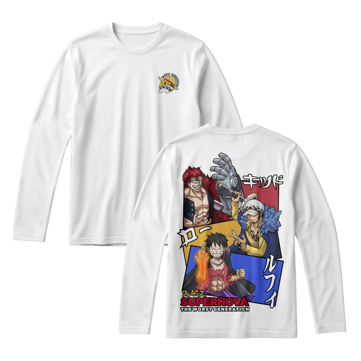 Anime One Piece Supernova The Worst Generation Long Sleeve Tee - RZM007