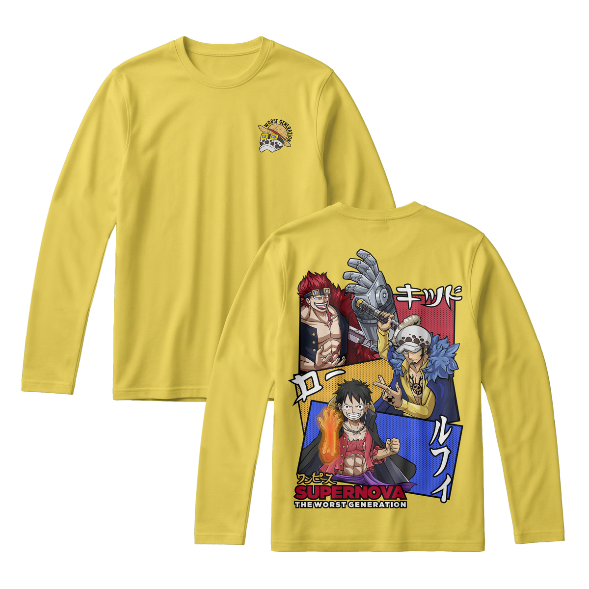 Anime One Piece Supernova The Worst Generation Long Sleeve Tee - RZM007