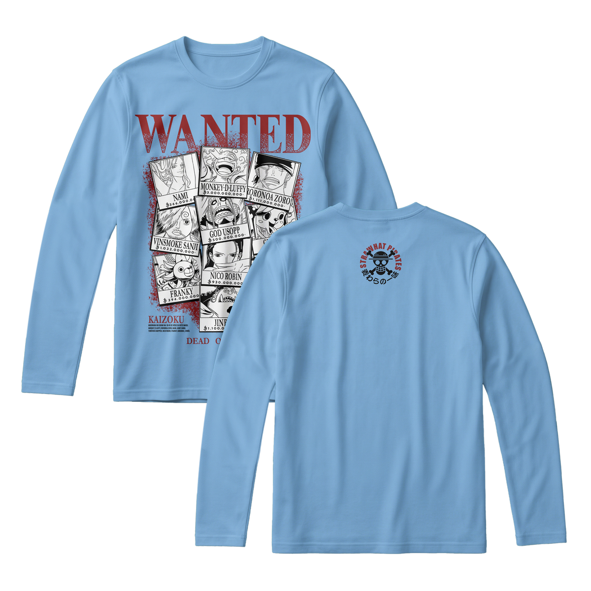 Anime One Piece Wanted Mugiwara Crew Long Sleeve Tee - RZM008