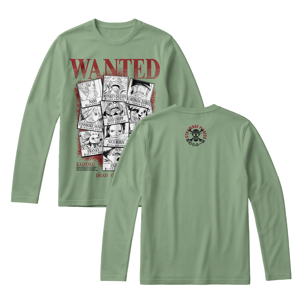 Anime One Piece Wanted Mugiwara Crew Long Sleeve Tee - RZM008