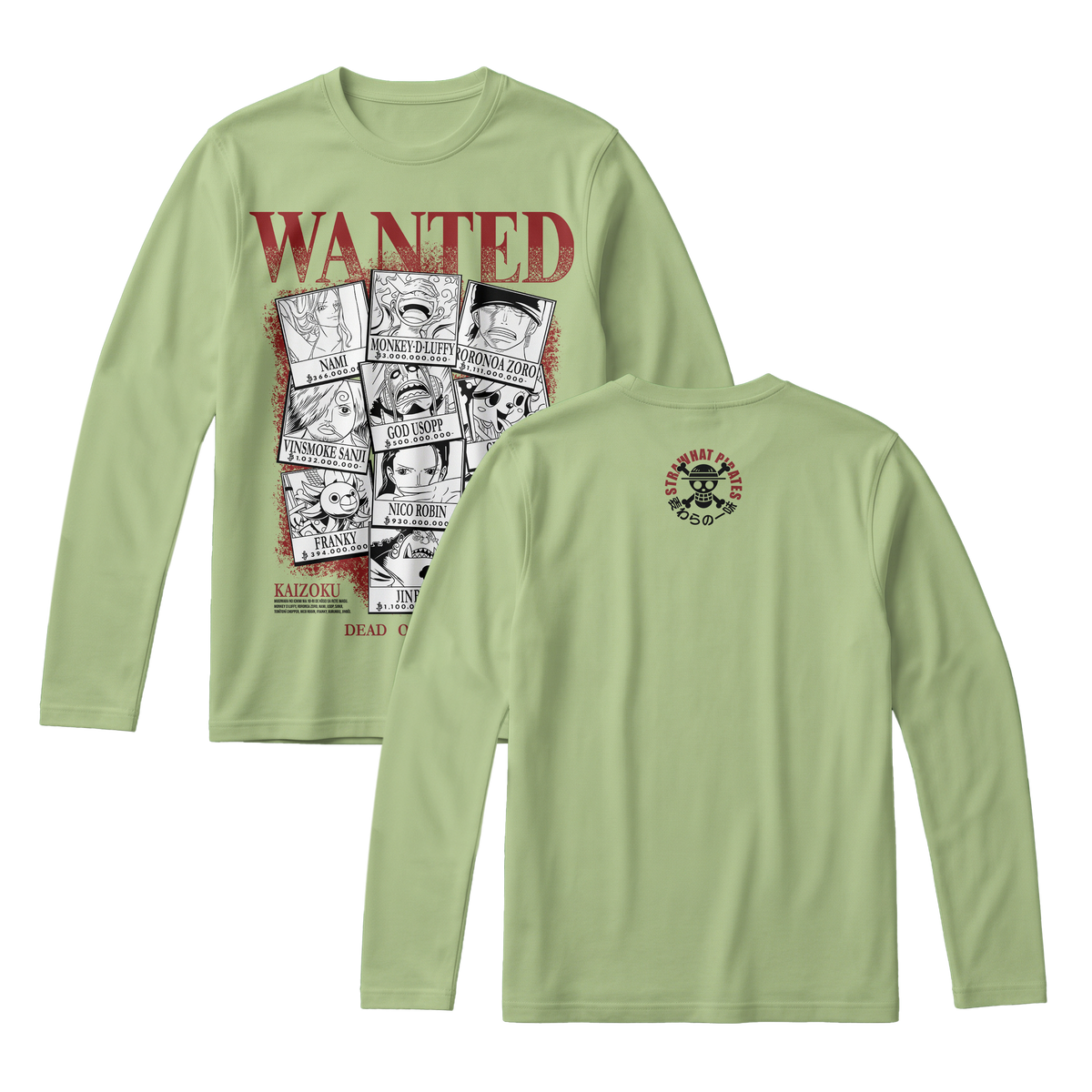 Anime One Piece Wanted Mugiwara Crew Long Sleeve Tee - RZM008
