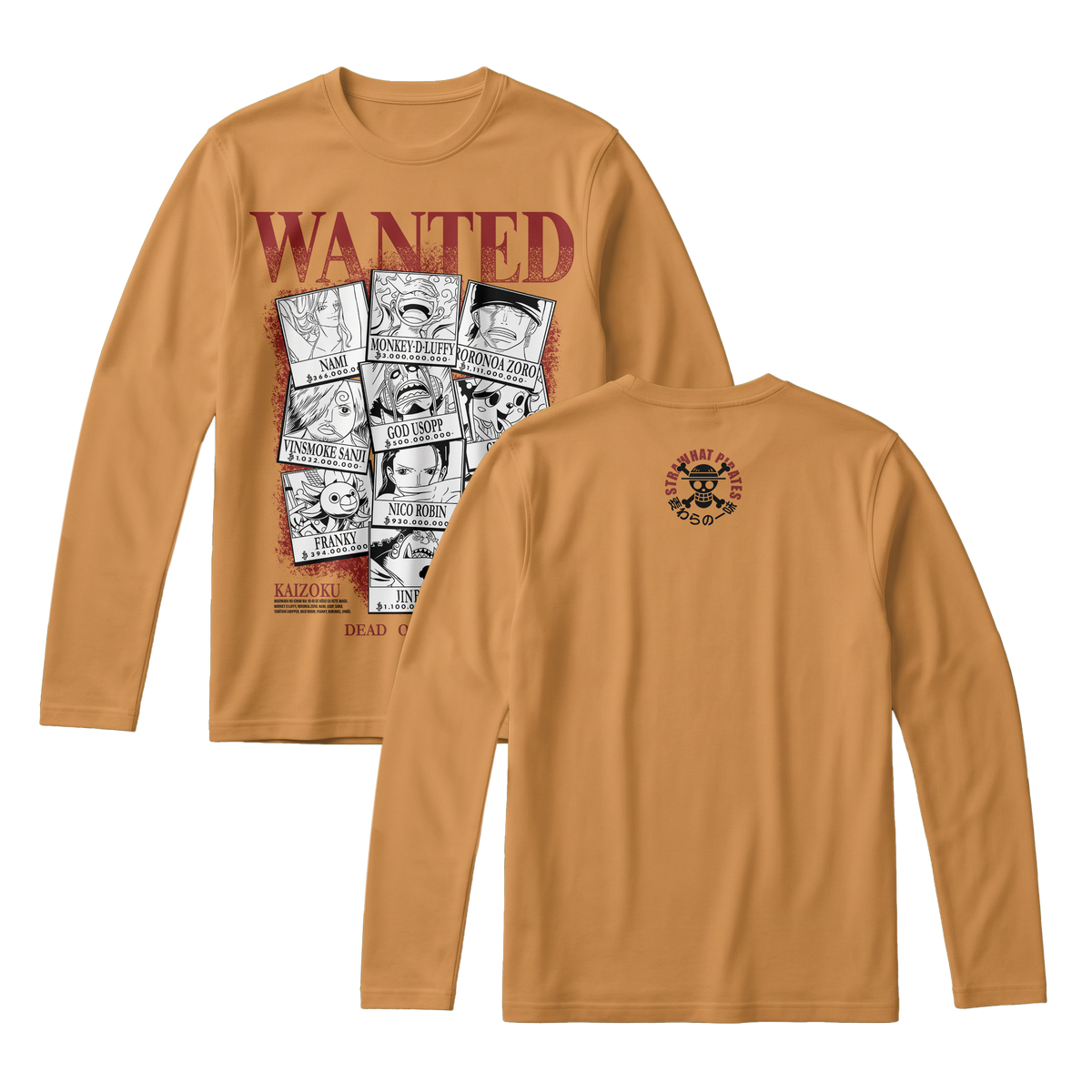 Anime One Piece Wanted Mugiwara Crew Long Sleeve Tee - RZM008