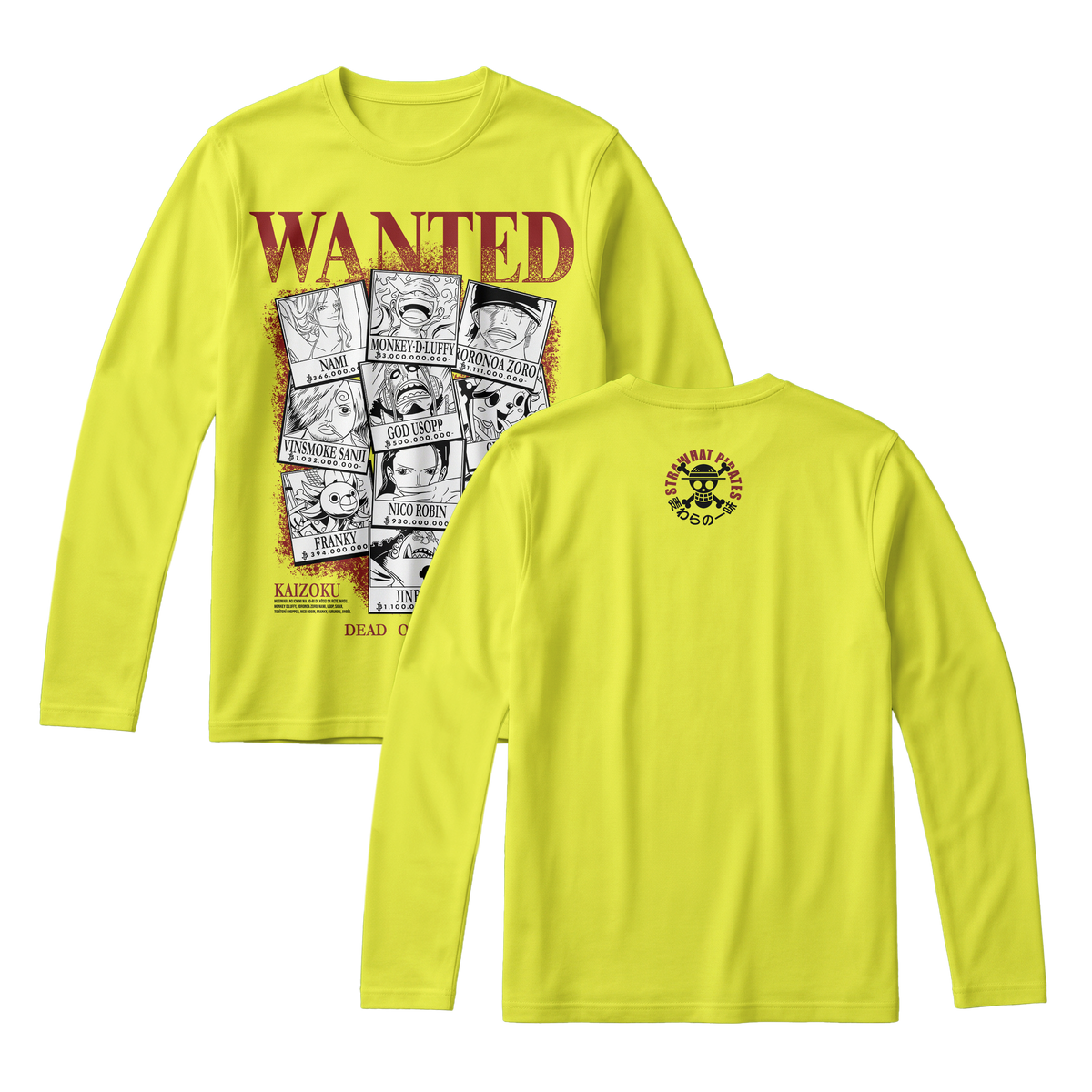 Anime One Piece Wanted Mugiwara Crew Long Sleeve Tee - RZM008