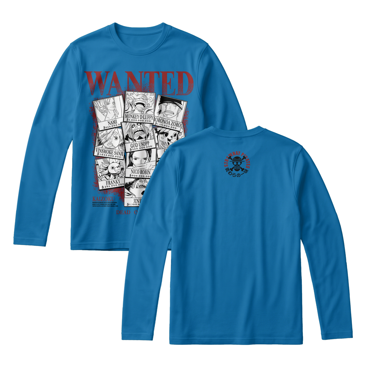 Anime One Piece Wanted Mugiwara Crew Long Sleeve Tee - RZM008