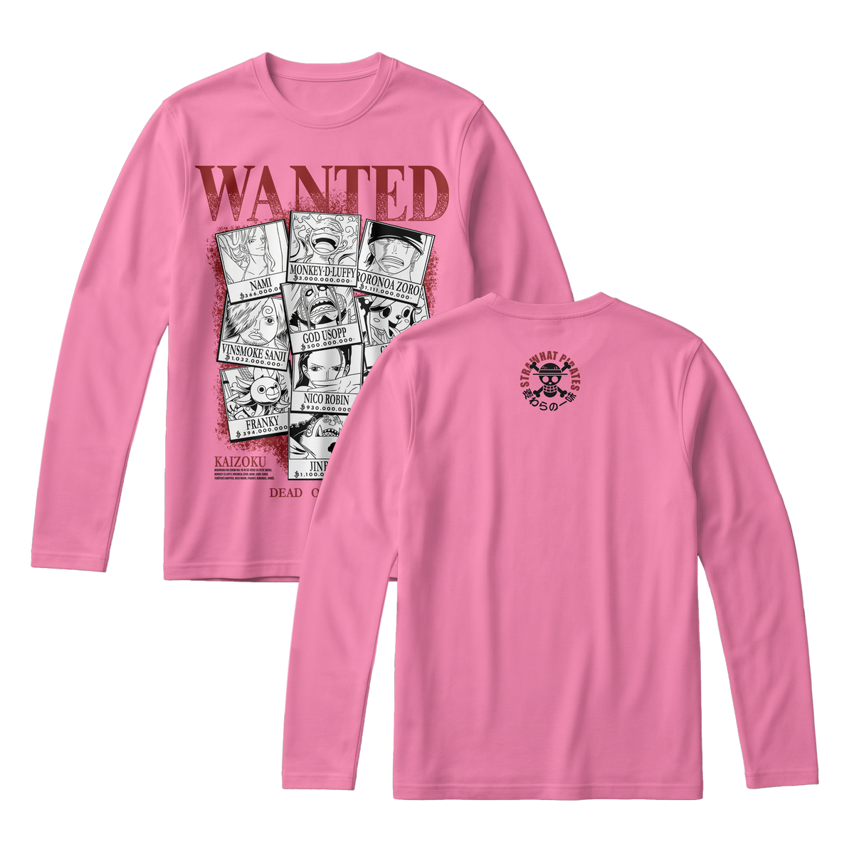 Anime One Piece Wanted Mugiwara Crew Long Sleeve Tee - RZM008