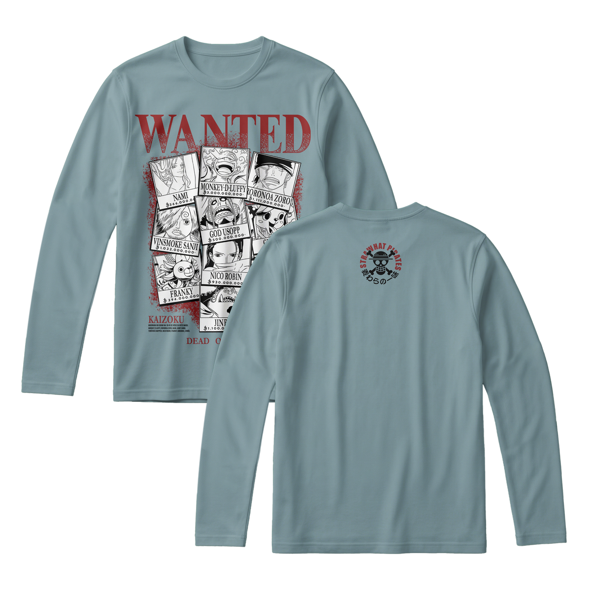 Anime One Piece Wanted Mugiwara Crew Long Sleeve Tee - RZM008