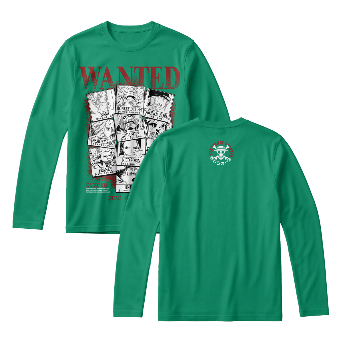 Anime One Piece Wanted Mugiwara Crew Long Sleeve Tee - RZM008
