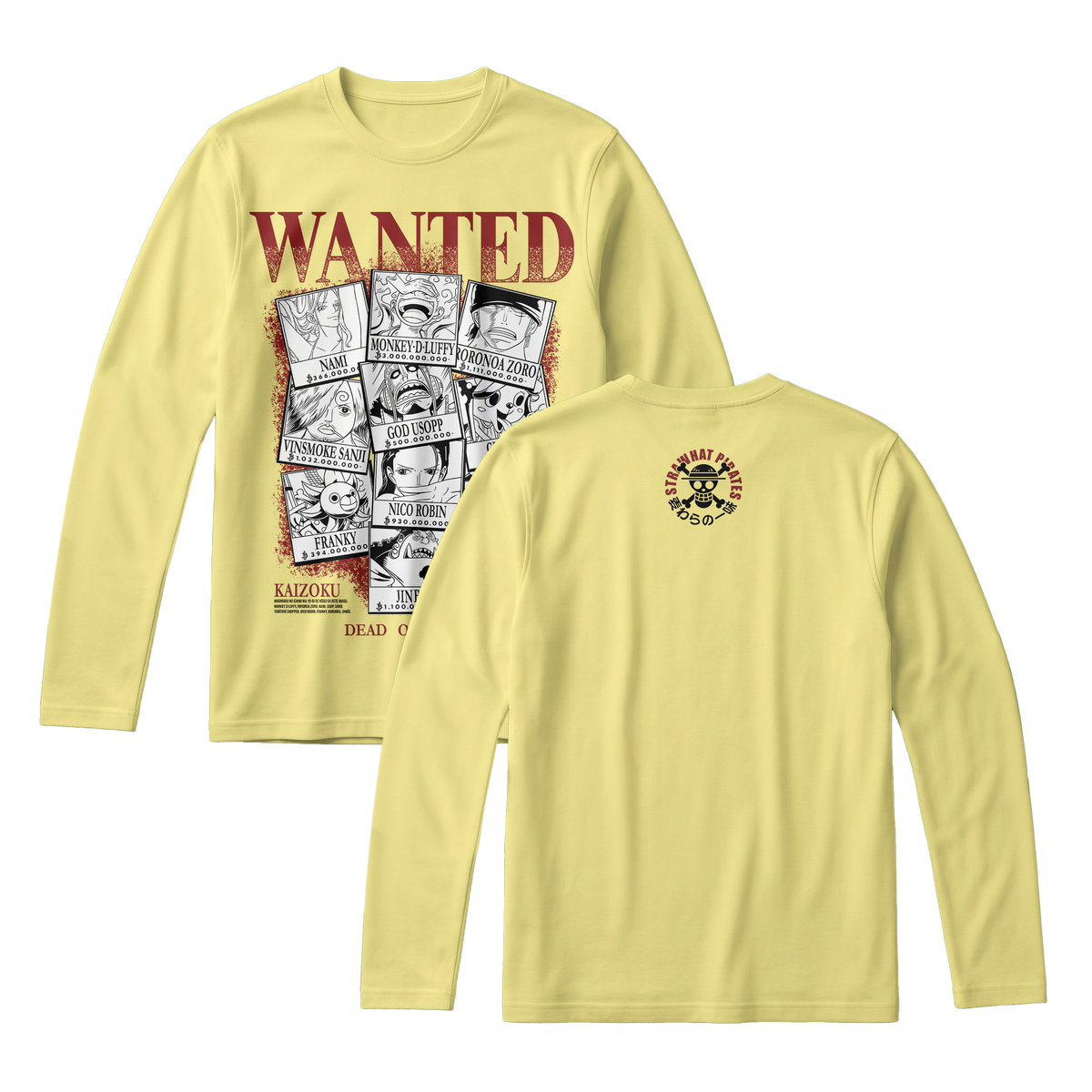 Anime One Piece Wanted Mugiwara Crew Long Sleeve Tee - RZM008