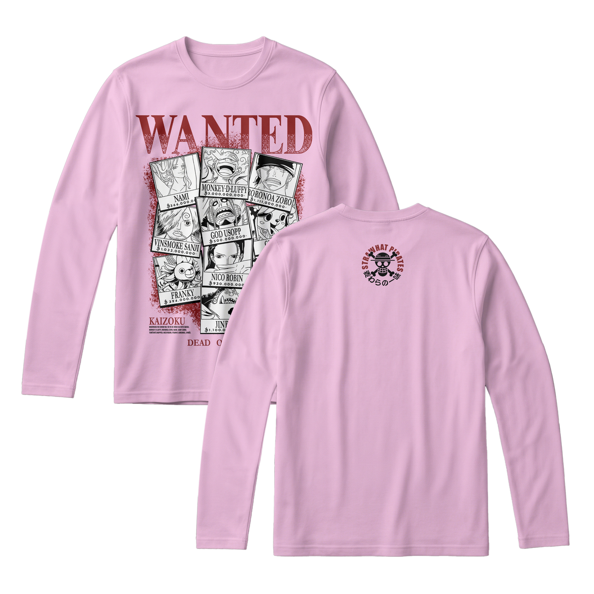 Anime One Piece Wanted Mugiwara Crew Long Sleeve Tee - RZM008