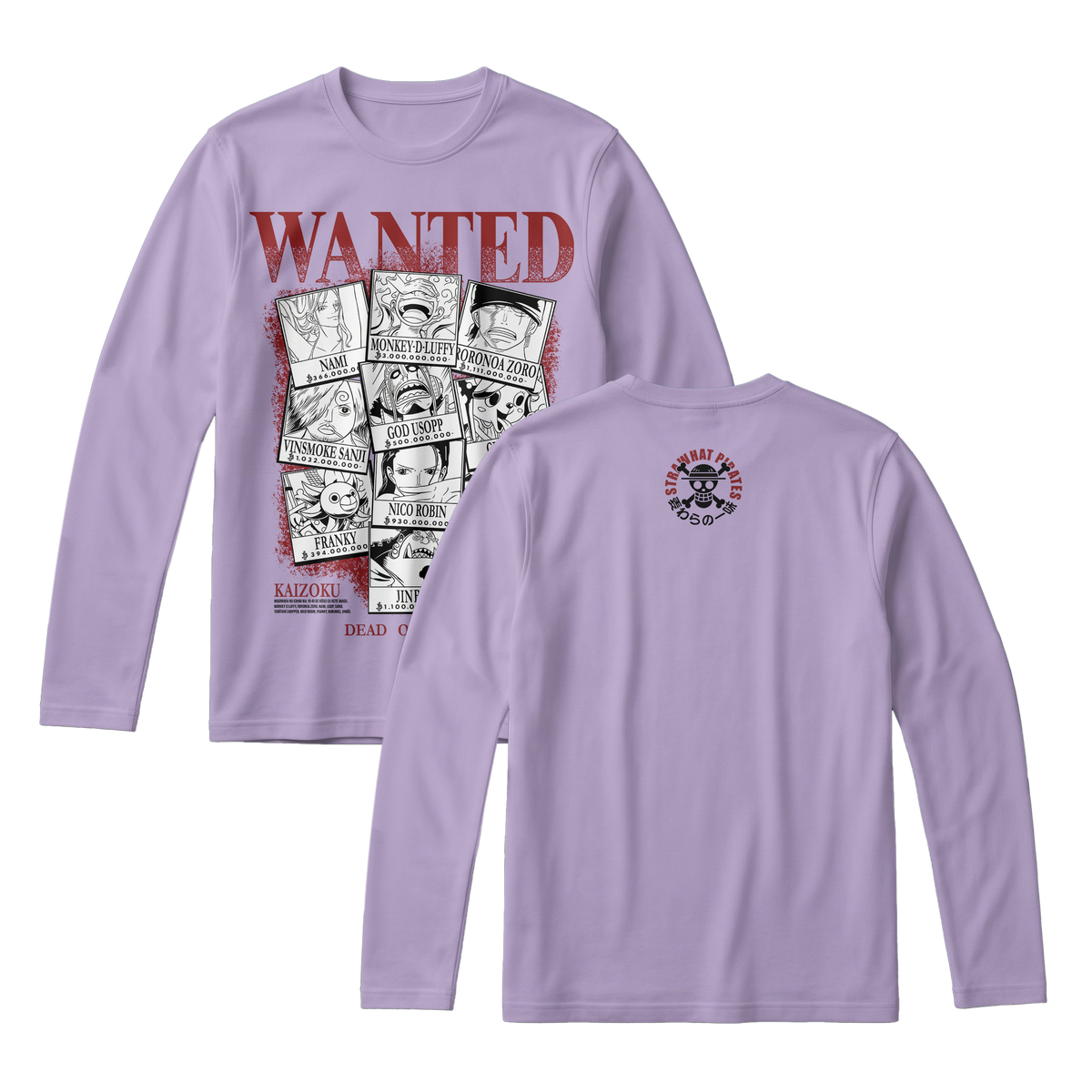 Anime One Piece Wanted Mugiwara Crew Long Sleeve Tee - RZM008