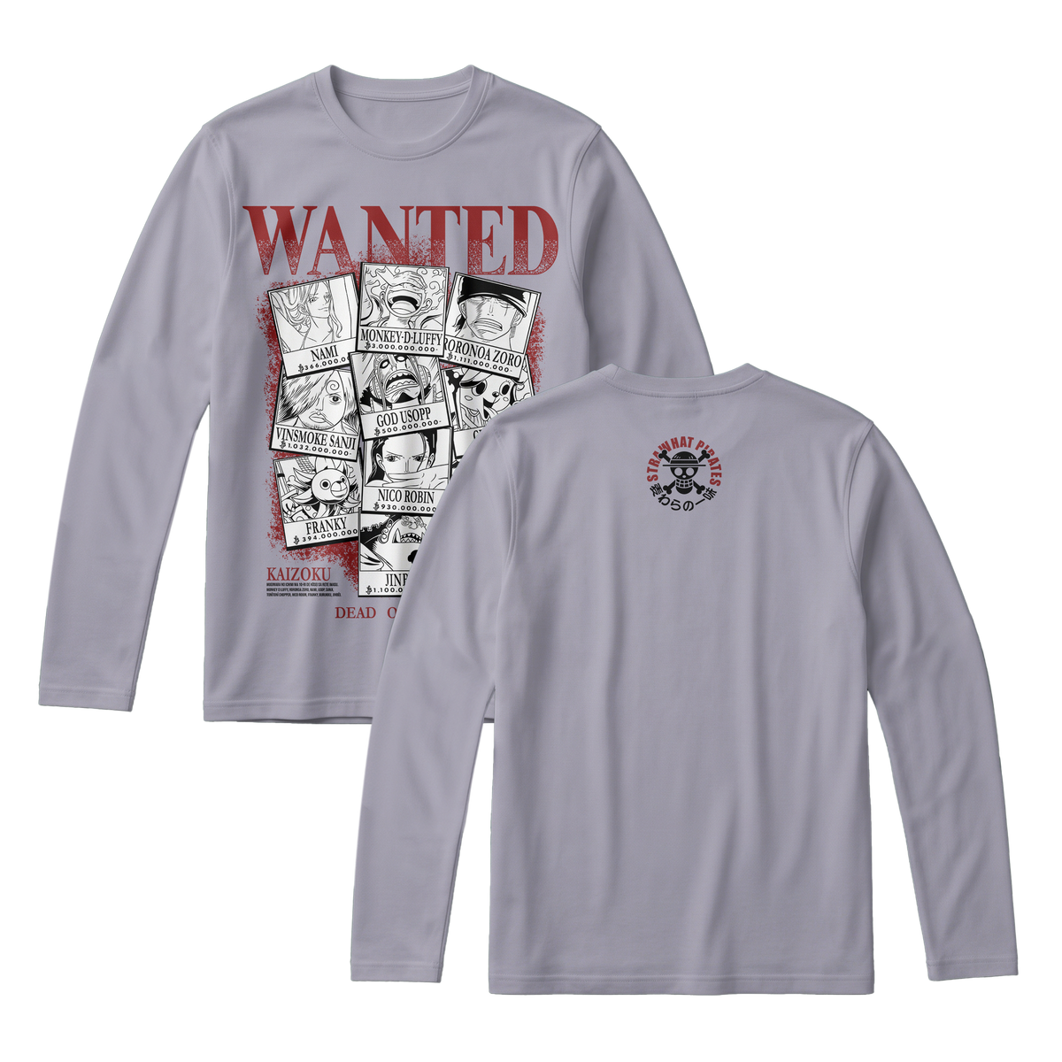 Anime One Piece Wanted Mugiwara Crew Long Sleeve Tee - RZM008