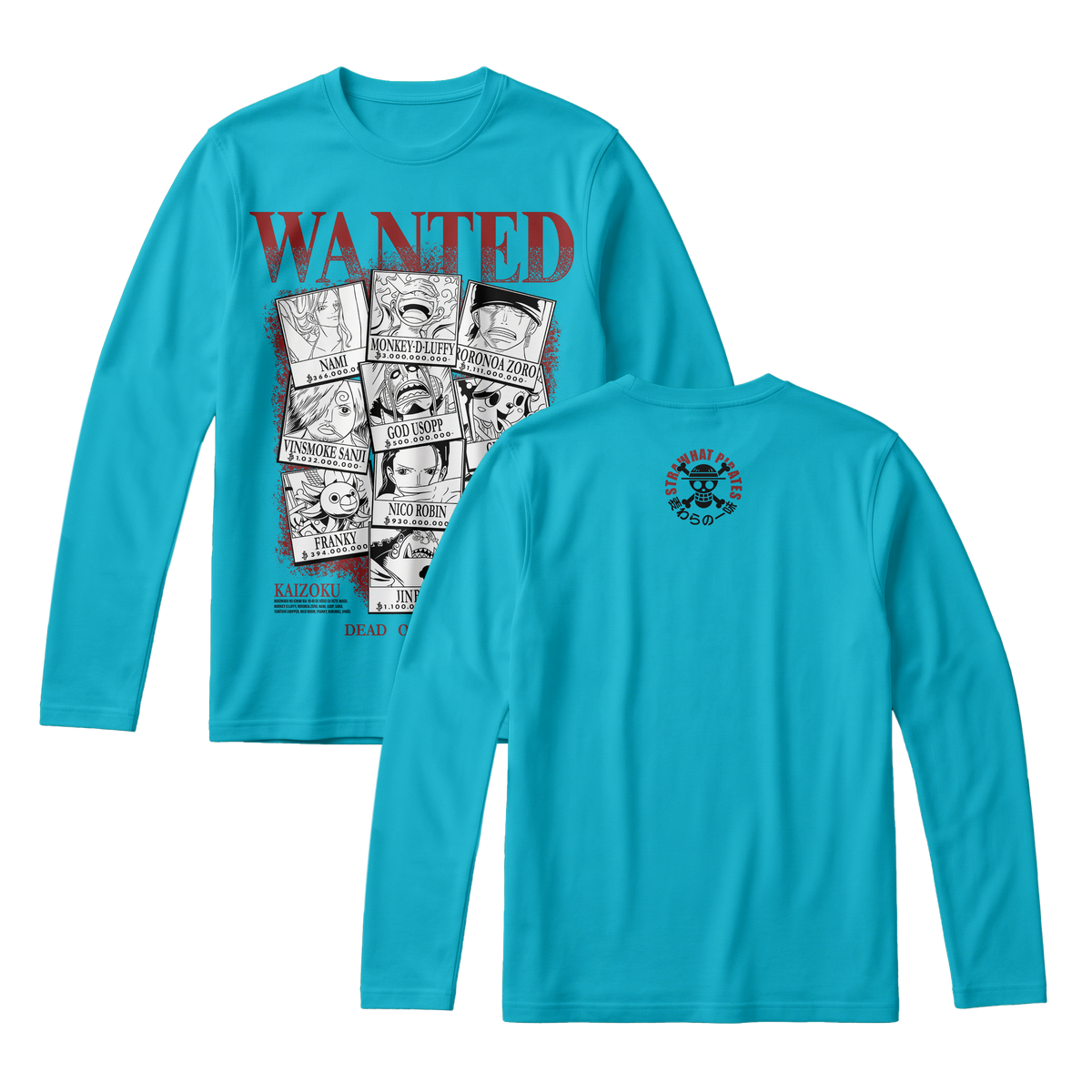 Anime One Piece Wanted Mugiwara Crew Long Sleeve Tee - RZM008