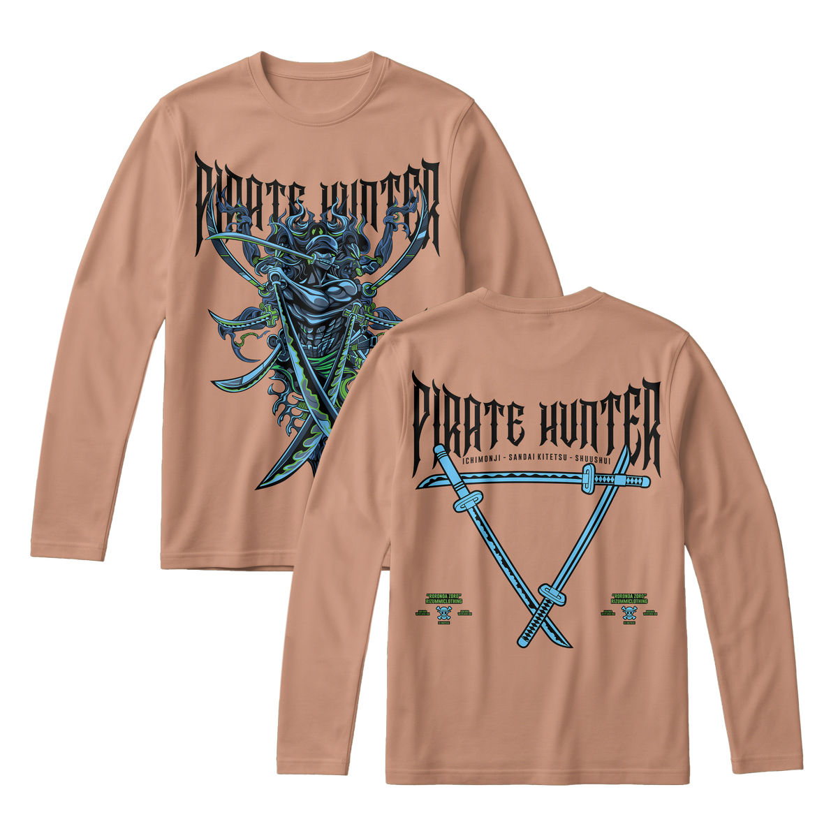 Anime One Piece Roronoa Zoro Pirates Hunter Long Sleeve Tee - RZM010